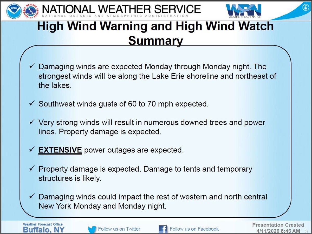 Erie County Ny On Twitter Nwsbuffalo Has Issued High Wind Warnings For Erie County Much Of Wny For Monday Flood Warnings For Portions Of Lakes Erie Ontario 70