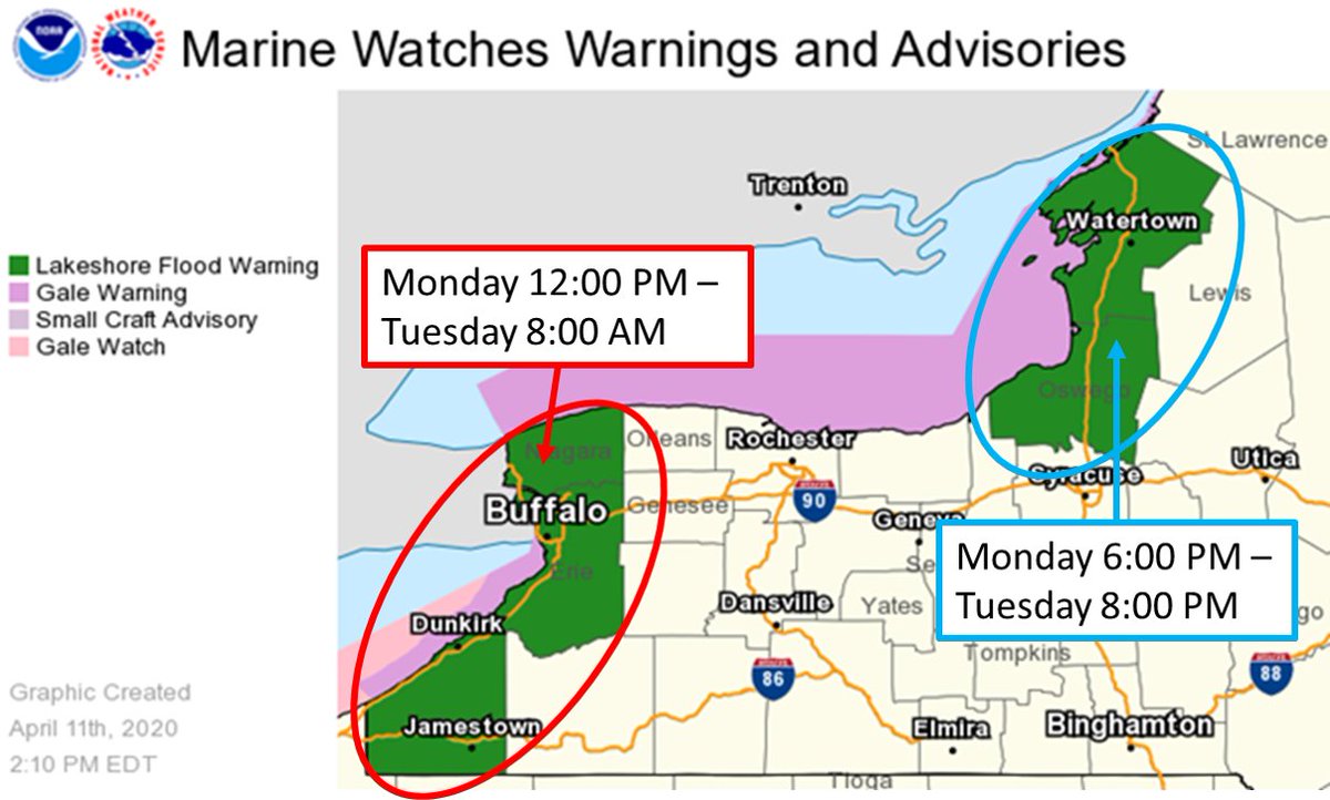 Erie County Ny On Twitter Nwsbuffalo Has Issued High Wind Warnings For Erie County Much Of Wny For Monday Flood Warnings For Portions Of Lakes Erie Ontario 70