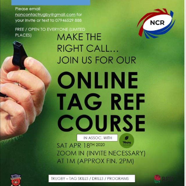 NCREvent's tweet photo. #TagRugby #Ref #workshop coming up. Unique opportunity to learn, discuss & meet like minded players & professionals. This is an invite only course open to everyone. In order to be included sign up online #ZoomIn #RefPlay #ClassroomOnline While in pause mode we can still engage https://t.co/VeAXu4ZeCy