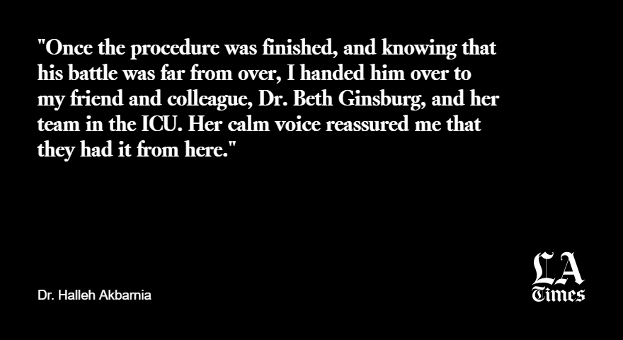 It was not an easy intubation, Dr. Akbarnia writes. https://www.latimes.com/opinion/story/2020-04-11/op-ed-the-covid-19-patient