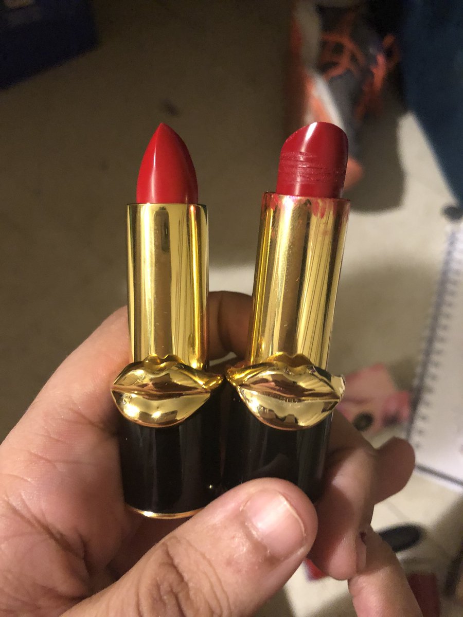 Pat McGrath Luxe Trance and Major Red. Cost: $40 EachColor: Major Red is a warmer toned red with orange undertones and Luxe Trance is a classic deeper toned red with blue undertones. These are a Satin finish lip but they have a strong staying power.