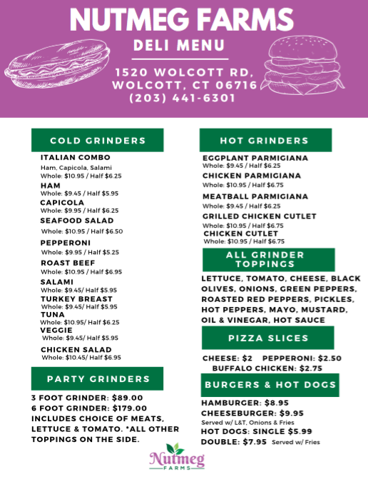 Nutmeg Farms on Twitter "NUTMEG FARMS DELI TAKEOUT MENU. 🍔 Don't