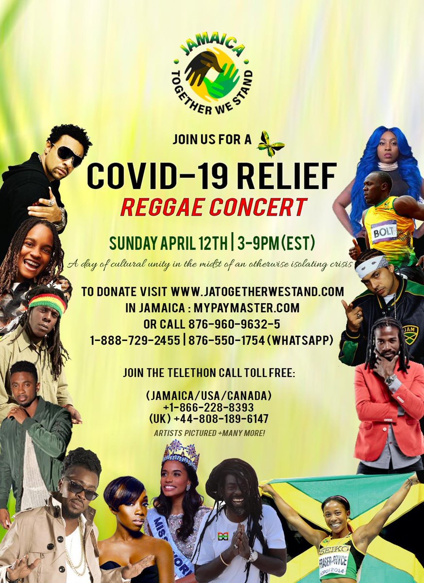 uk_Jamin's tweet photo. Ja'cans & lovers of #ReggaeMusic Join us April 12 #3pmEST #9pmGMT for #JATogetherWeStand, a virtual fundraising concert to purchase essential equipment for our hospital worker on the frontline. See flyer for numbers to call or donate online @ https://t.co/yJrnCJkDQW #SaveLives https://t.co/UEBYTVDah6