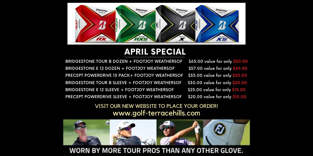 Place your order today &amp; we will call when it's ready to pick up!
<a href="/FootJoy/">FootJoy</a> <a href="/bridgestonegolf/">Bridgestone Golf</a>