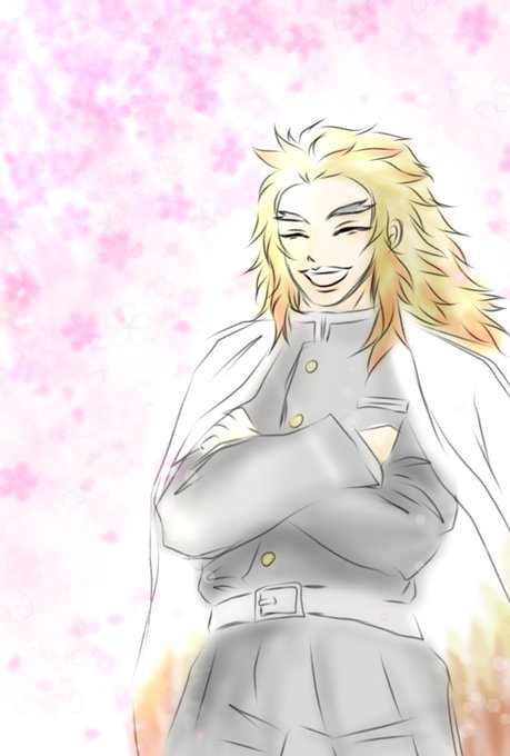 KANONさんがTwitterに投稿した煉獄杏寿郎(鬼滅の刃)のイラスト。