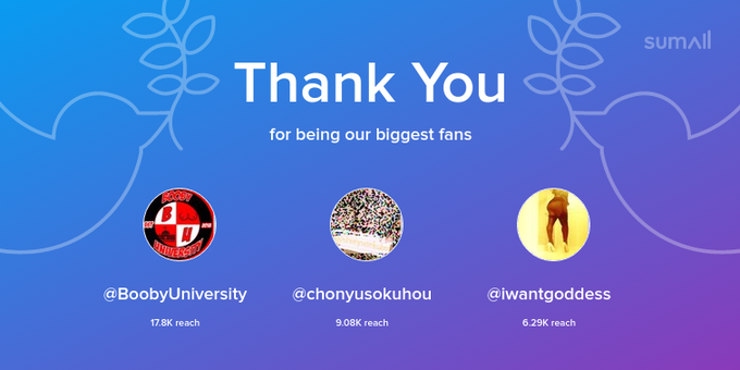 Our biggest fans this week: BoobyUniversity, chonyusokuhou, iwantgoddess. Thank you! via https://t.co/7jmtaMvHaC<a href="/tag/instagramdown"class="tags"><span>#instagramdown</span></a>