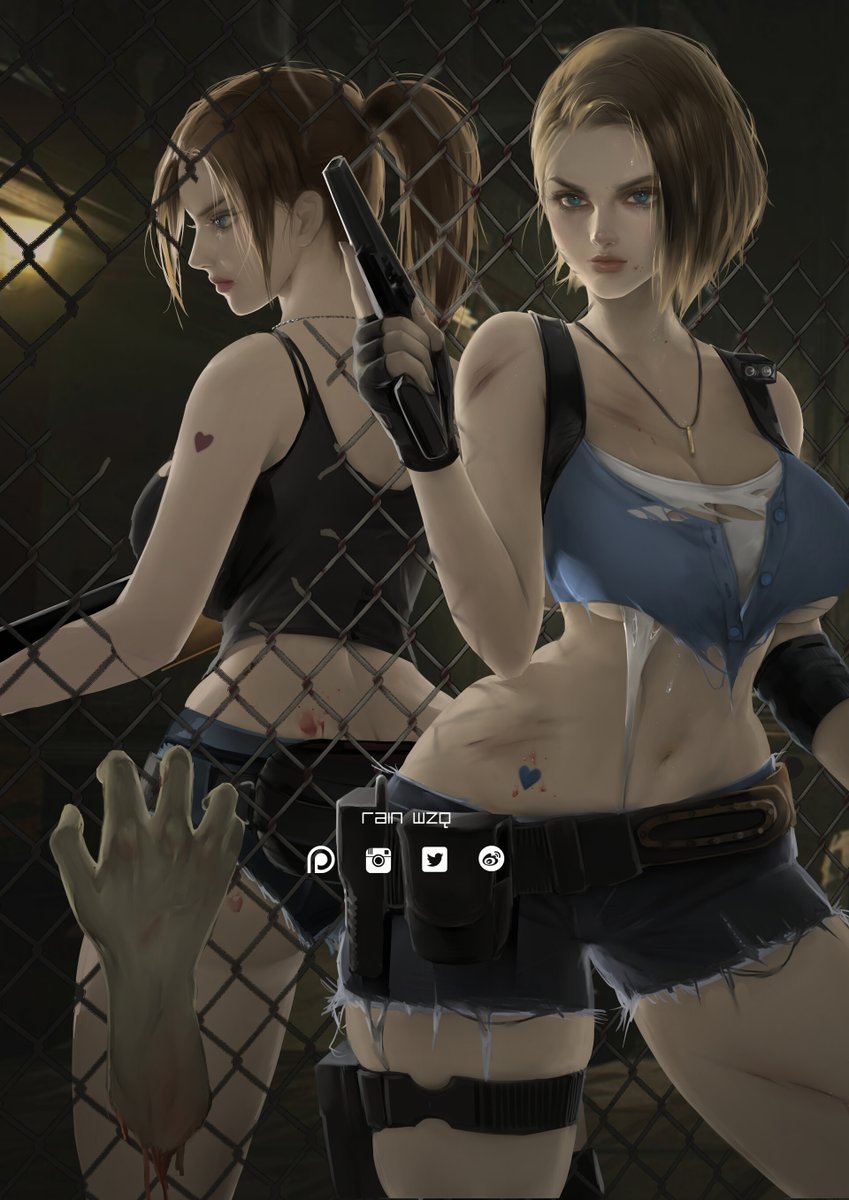 Claire Redfield and Jill Valentine (Resident Evil) by Rain WZQ, image size:849x1200