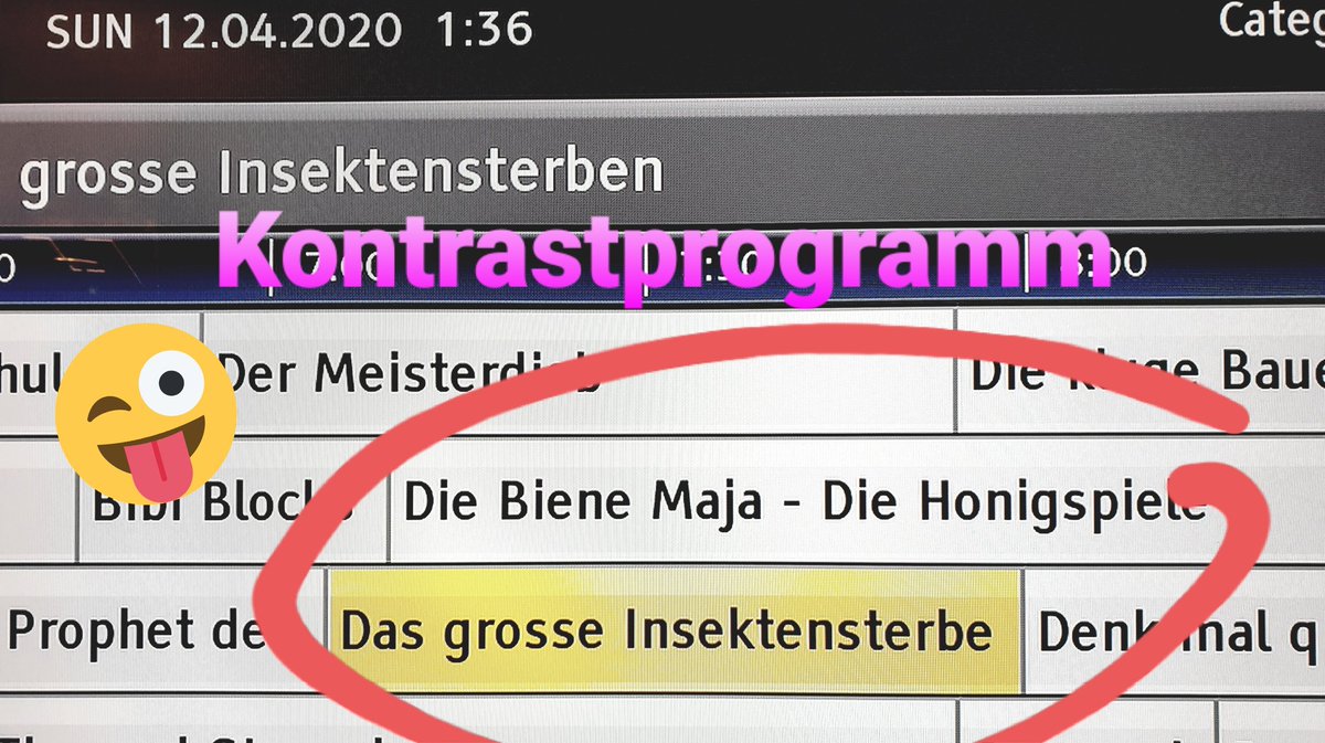 Quizdoktor's tweet image. Das heutige Kontrastprogramm von @ZDF und @ARTEde oder: Phantasie und Wirklichkeit? #kinderprogramm #Bienen #Insektensterben #HungerGames #Maja