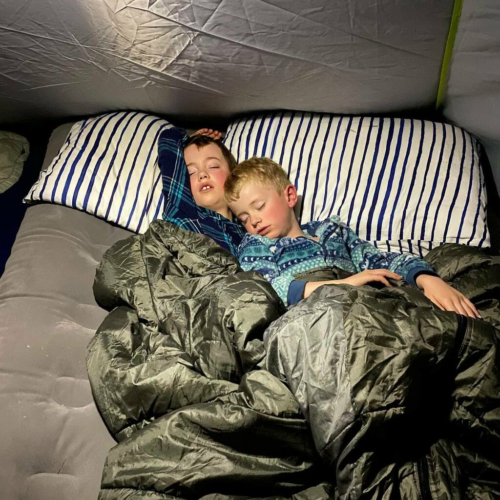 Brothers ❤️ We've been camping in the garden for the last couple of nights to try and make the holidays feel a bit more like they should. Their enthusiasm for tents makes up for @rachel__Jeffcoat's disdain of them!