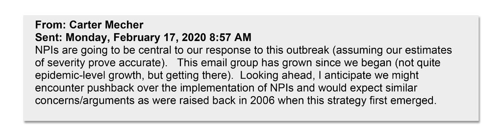 EMAIL #3 ("NPIs" = nonpharmaceutical interventions, like physical distancing):