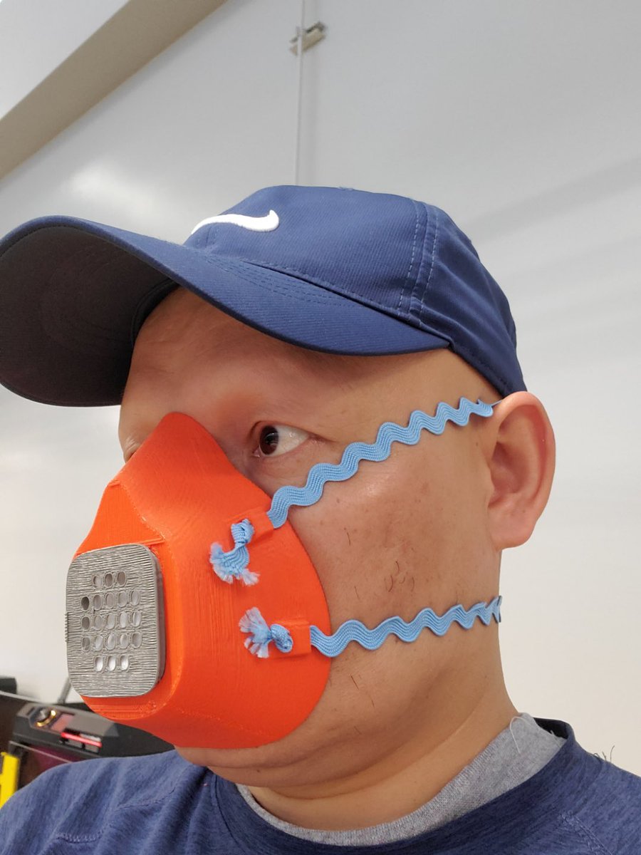 SHSUEngrTech's tweet photo. @SHSUEngrTech faculty Dr #Dakeev, technician and students continue to work on their 3D design &amp; manufacturing of prototype masks. Thank you #FredPirkle for making a positive difference on your outstanding gift to #EngineeringTechnology community @ThermOmegaTech https://t.co/lHm7d8xW6W