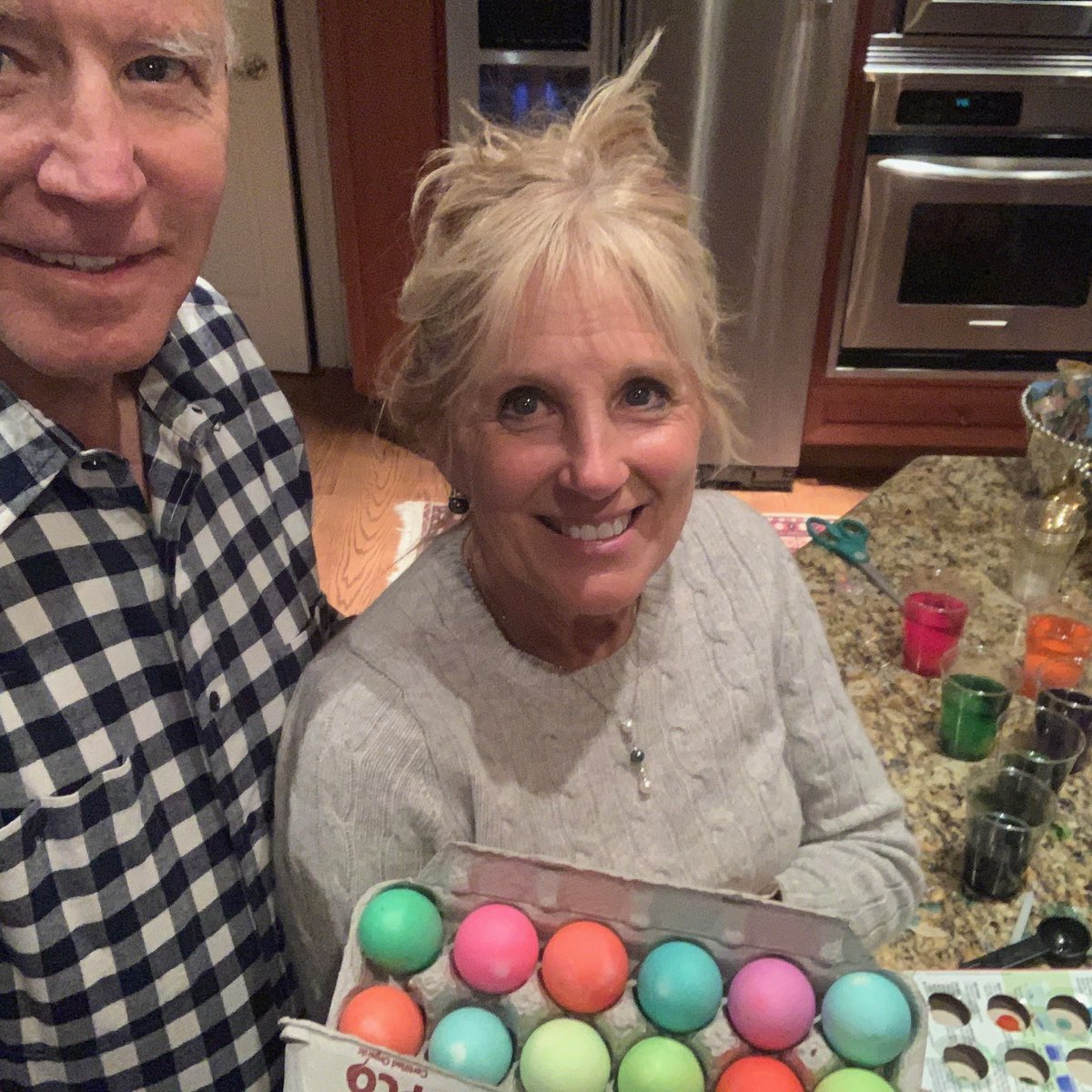 DrBiden's tweet photo. While our family may be physically distancing, our traditions keep us connected. Ready for Easter! https://t.co/Ay3hkAzlq3