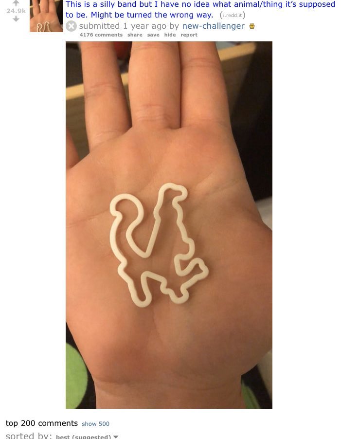 i'm going absolutely apeshit right now: on the "what is this thing" reddit, someone reposted a year-old thread based on an unidentifiable silly band that went unsolved after 4 thousand comments- and someone solved it.