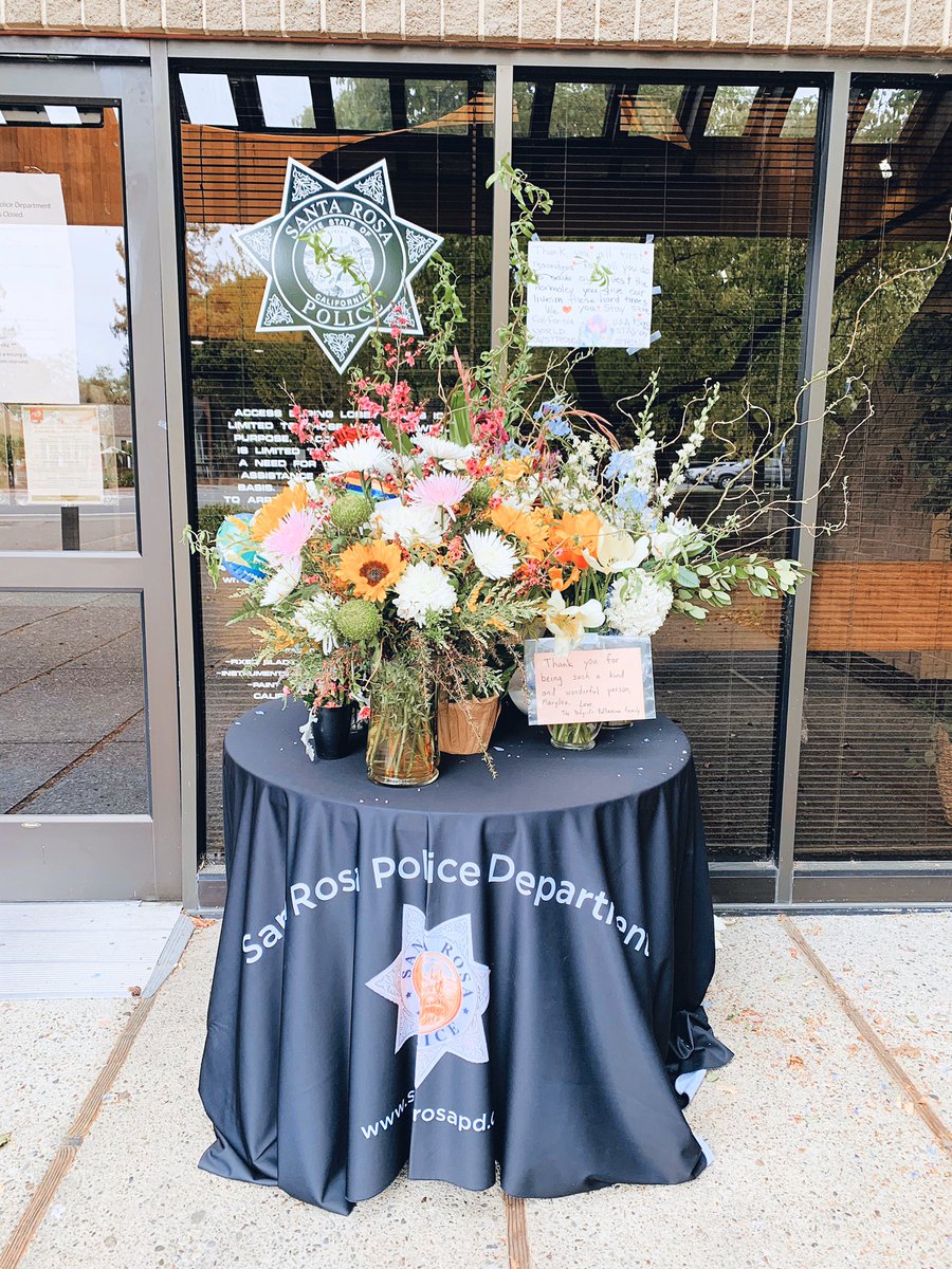 SantaRosaPolice's tweet photo. We would like to thank the many members of our community who have offered condolences to SRPD and Detective Marylou Armer’s family. The outpouring of support, love and kindness from our community means so much right now.  Be safe and be well.  #BlueForMarylou #StayAtHome https://t.co/oq9etie7ay