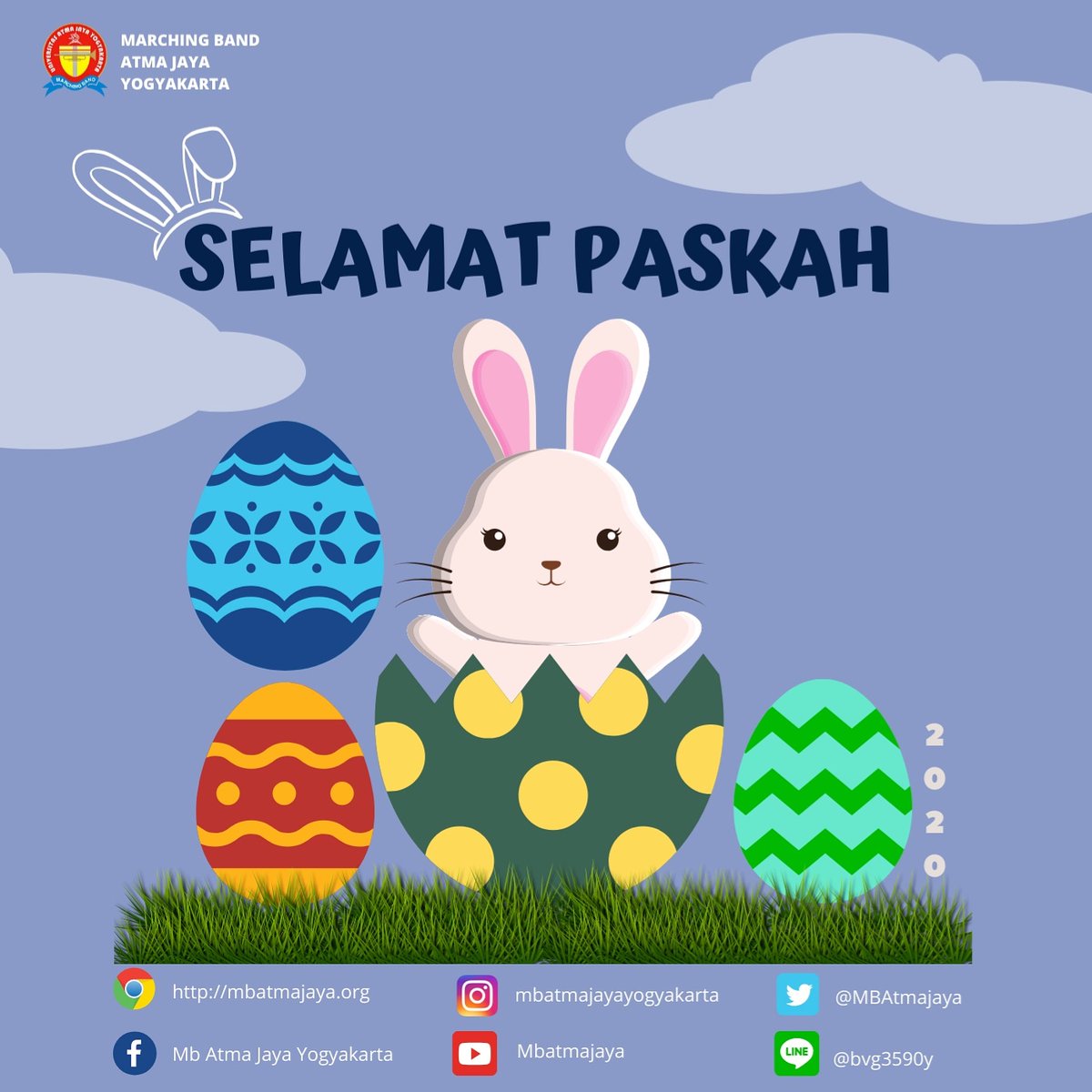 MBAtmajaya's tweet photo. Kami keluarga besar Marching Band Atma Jaya Yogyakarta mengucapkan,
.
Selamat Paskah,
.
Semoga damai dan sukacita selalu melingkupi kamu dan keluarga.
God Bless You 😊
.
#VIVAMBA
#GIVEYOURBEST https://t.co/jDG16JhohI