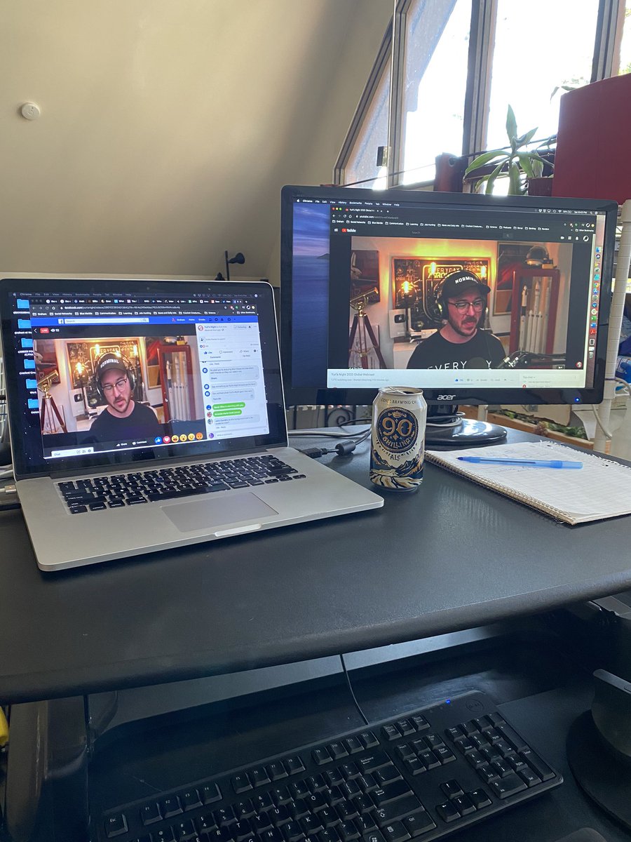 cosmobiologist's tweet photo. I’ve got @YurisNight on two feeds and some 90 Shilling from @OdellBrewing getting my evening started!

Also, that’s @Erdayastronaut on the screens right now! 

#space #ToExploreIsHuman #yurisnight https://t.co/BCP2qJPwHc