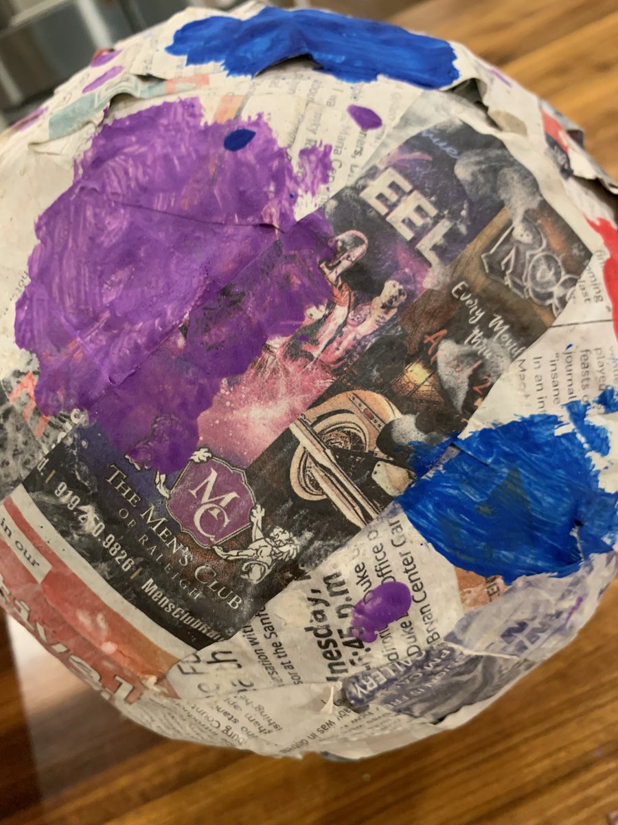 Gotta love when you use an old <a href="/indyweek/">INDY Week</a> for paper mache Easter Eggs kids project, then realize your daughter is painting a strip club ad. 🤪