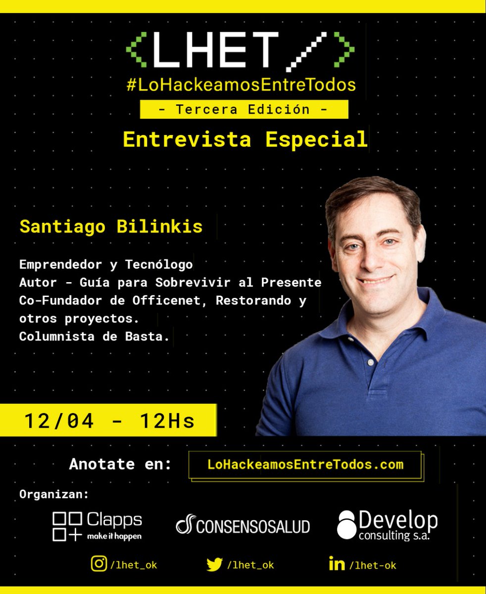 🔝Mañana se viene una charla de alto impacto de la mano de <a href="/bilinkis/">Santiago Bilinkis ⭐⭐⭐</a>.

¿Te la pensas perder?

🗓Reservá tu lugar para acceder a la call a través del siguiente link: lohackeamosentretodos.com