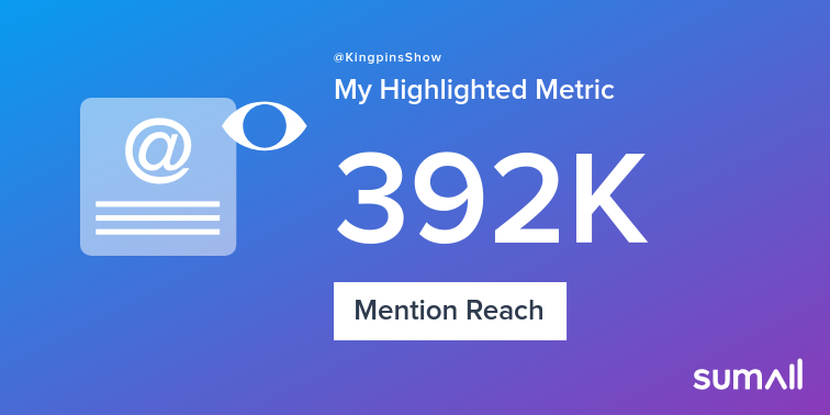 My week on Twitter 🎉: 1 Mention, 392K Mention Reach, 10 New Followers. See yours with sumall.com/performancetwe…