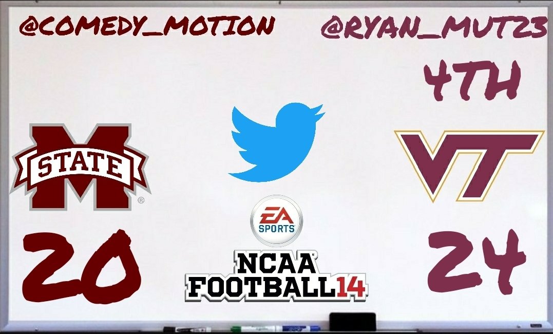 THAT'S A HOKIES TOUCHDOWN!!!!!!!!!! THEY'VE COME ALL THE WAY BACK TO TAKE THEIR FIRST LEAD OF THE NIGHT!!!!!!! @ryan_mut23 (VT) 24 @comedy_motion (MSST) 20