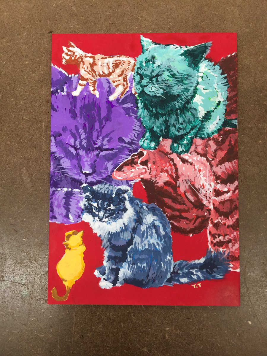 Uzivatel 額と画材の井ザワ画房 Na Twitteru 紙が水でベコベコになるのが気になるけど 水張りは大変そう という方にオススメな イラストボード を使用しております 様々な猫様たちです アクリルガッシュを使用した鮮やかな作品なので 背景の色に合わせて