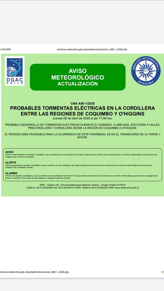 luis_ramirez_bu's tweet photo. ⚠️⚠️⚠️ Aviso Metereologico emitido por la DGAC por probables Tormentas Eléctricas para mañana Domingo 12 de Abril: https://t.co/1HSYie2mg7