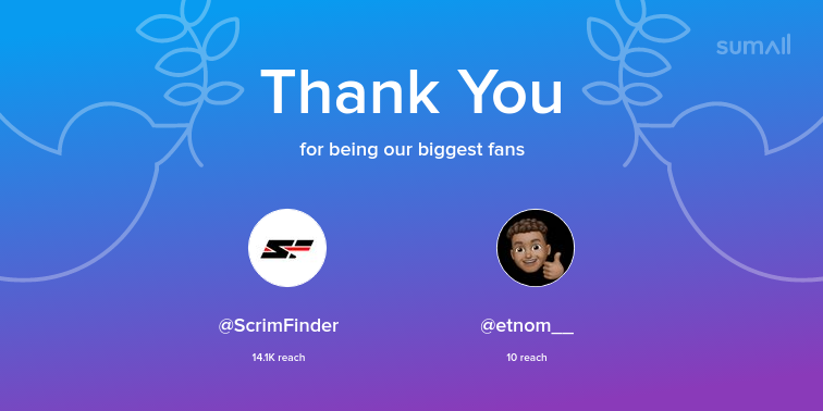 TKingzyy's tweet photo. Our biggest fans this week: ScrimFinder, etnom__. Thank you! via https://t.co/LfRtkr3W13 https://t.co/cbUdvuo9SE