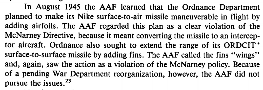 "do aerodynamic control surfaces count as 'wings' " - the greatest argument in the history of the War Department, locked by a General after 12,239 pages of heated debate,