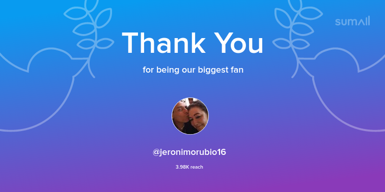 Our biggest fans this week: jeronimorubio16. Thank you! via sumall.com/thankyou?utm_s…