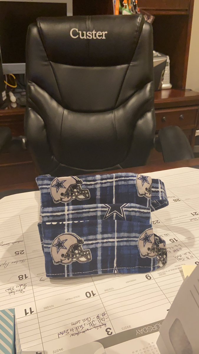 BCusterTV's tweet photo. My homemade @dallascowboys @Cloud9 mask has arrived from my family in Dallas.
#Ronamask #cowboys #StayAtHome https://t.co/W8zx2fepEK
