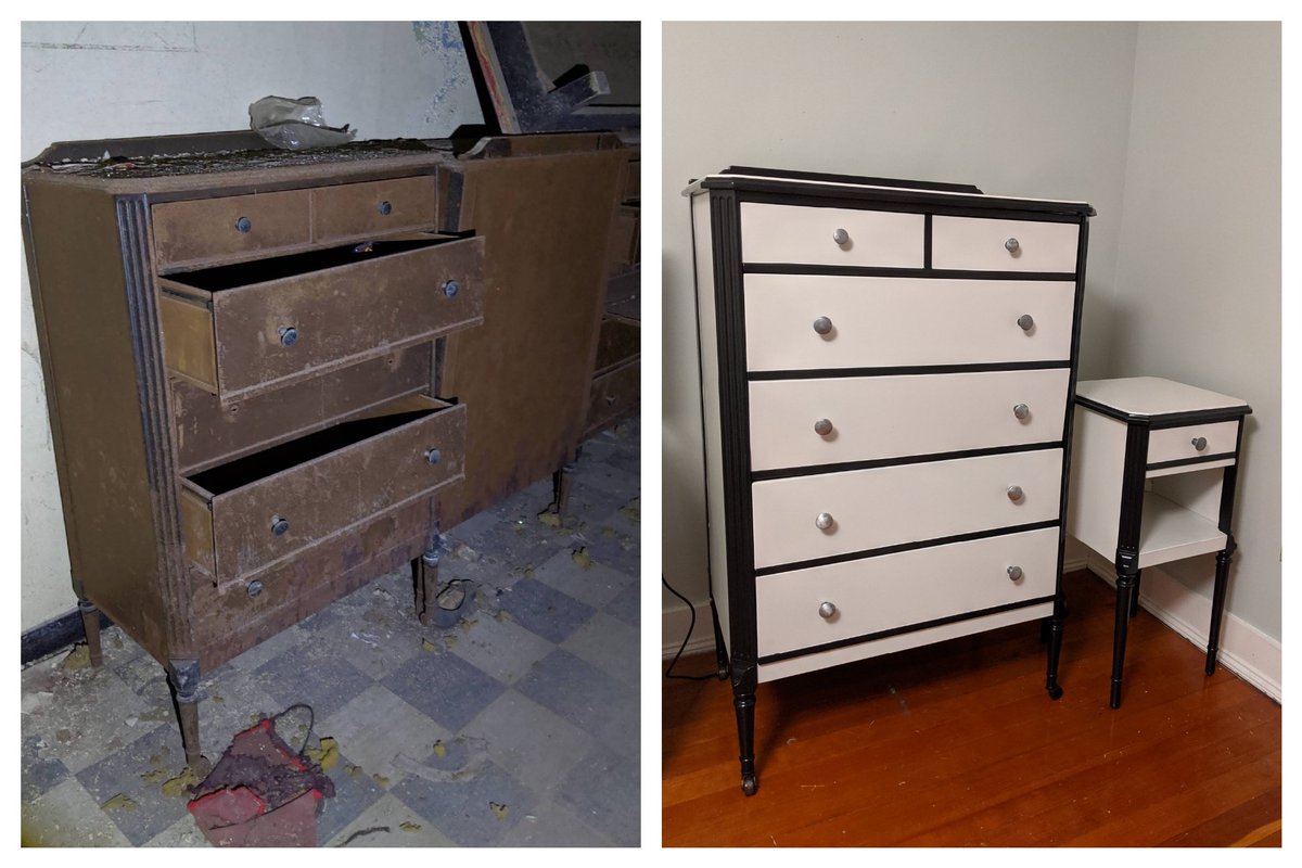 State_Hospital's tweet photo. Before > After ✨ 1930's Doehler Furniture Company press-fit steel dresser set #americanmade #furniture #restoration #nyc #doehler #steelwork #metalworking https://t.co/O5qhqT1m5k