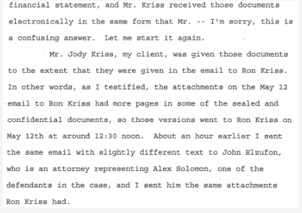 (Cont.) Also, one thing to also keep in mind re: Jody Kriss' allegations in his Bayrock lawsuits about money laundering is he was the company's CFO. He was their finance guy. There are no details provided in his allegations how money was being laundered w/o his knowledge. 