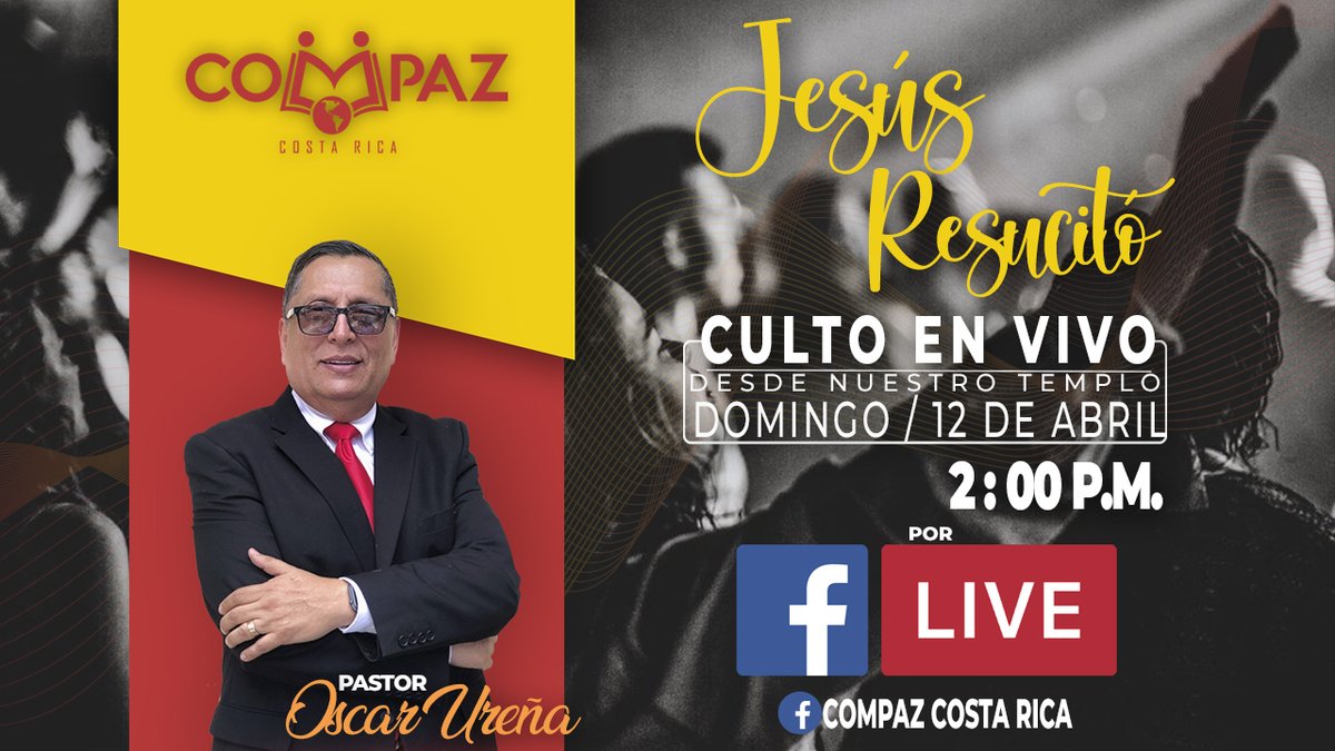 compazcr's tweet photo. Mañana no debería ser un domingo cualquiera... JESÚS RESUCITÓ 

Si quiere celebrarlo conmigo los espero mañana domingo a las 2:00 pm, demostremos a Dios cuánto lo amamos y cuánto anhelamos su presencia #SoyCompaz #CompazCR #JesúsResucitó https://t.co/uCPId24wfx