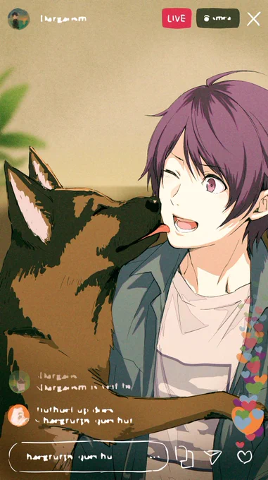 自宅からのライブ配信中に愛犬が入ってきてしまった諏訪怜治
#StayHome 