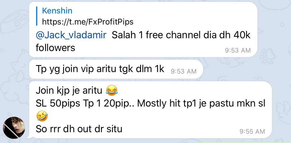 Dia orang punya signal trade pula menggunakan “Risk To Reward Ratio (RRR)” yang mengarut, di mana untuk jangka panjang traders yang ikut signal tu akan loss. Contohnya,Stop loss = 50 pipsTake profit = 20 pips