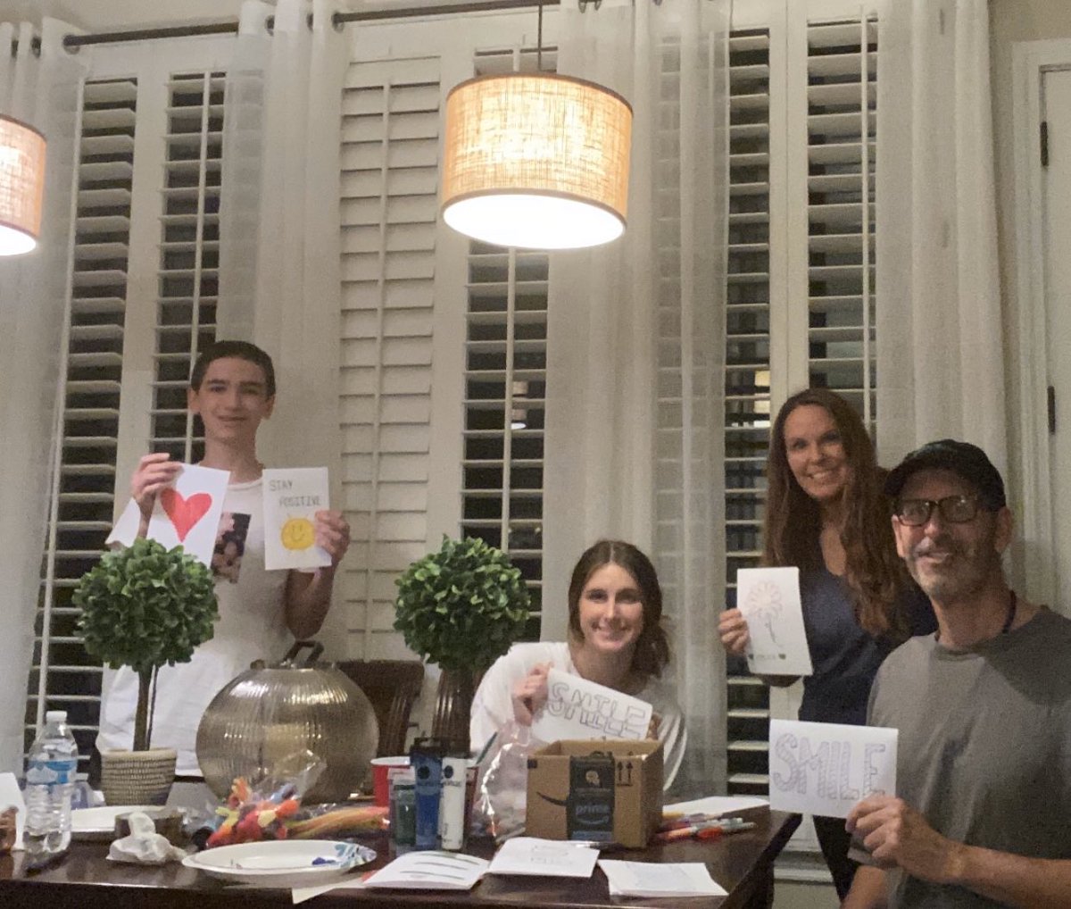 Family night working on cards for assisted living facilities in Texas - so happy to be part of an amazing company that supports those in need @JohnSprintSouth  #SprintFam #SouthStrong