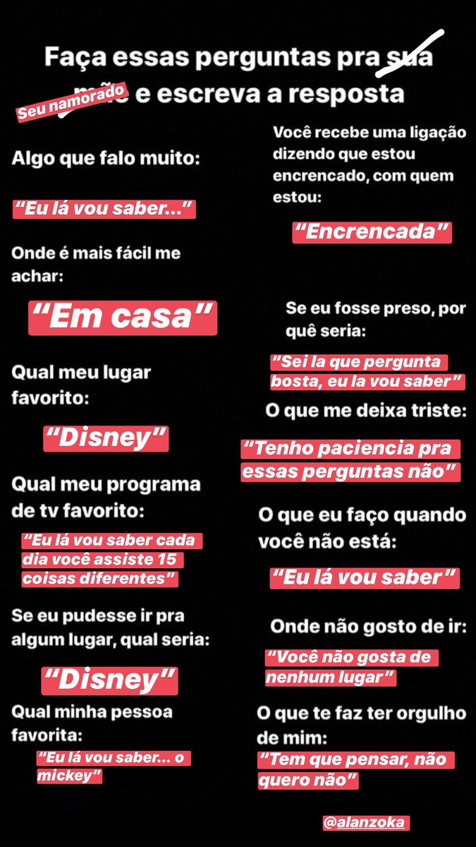 emait on X: To chorando de rir com esse quiz que fiz com o @alanzoka sobre  mim, peguei o original no stories de uns amigos  / X