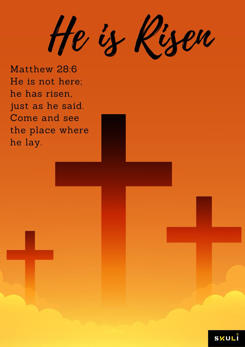 getskuli's tweet photo. Matthew 28:6 He is not here; He has risen, just as He said. Come and see the place where He lay.

Have a Blessed Easter from the Skuli family! https://t.co/WxXWgvBYtu
