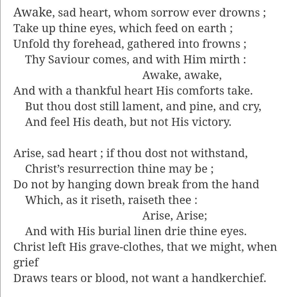revdphilippa's tweet photo. One last Easter post. The Dawning (George Herbert) and the view from my window, the sky blue and the trees in blossom. https://t.co/CHathJ84Qy
