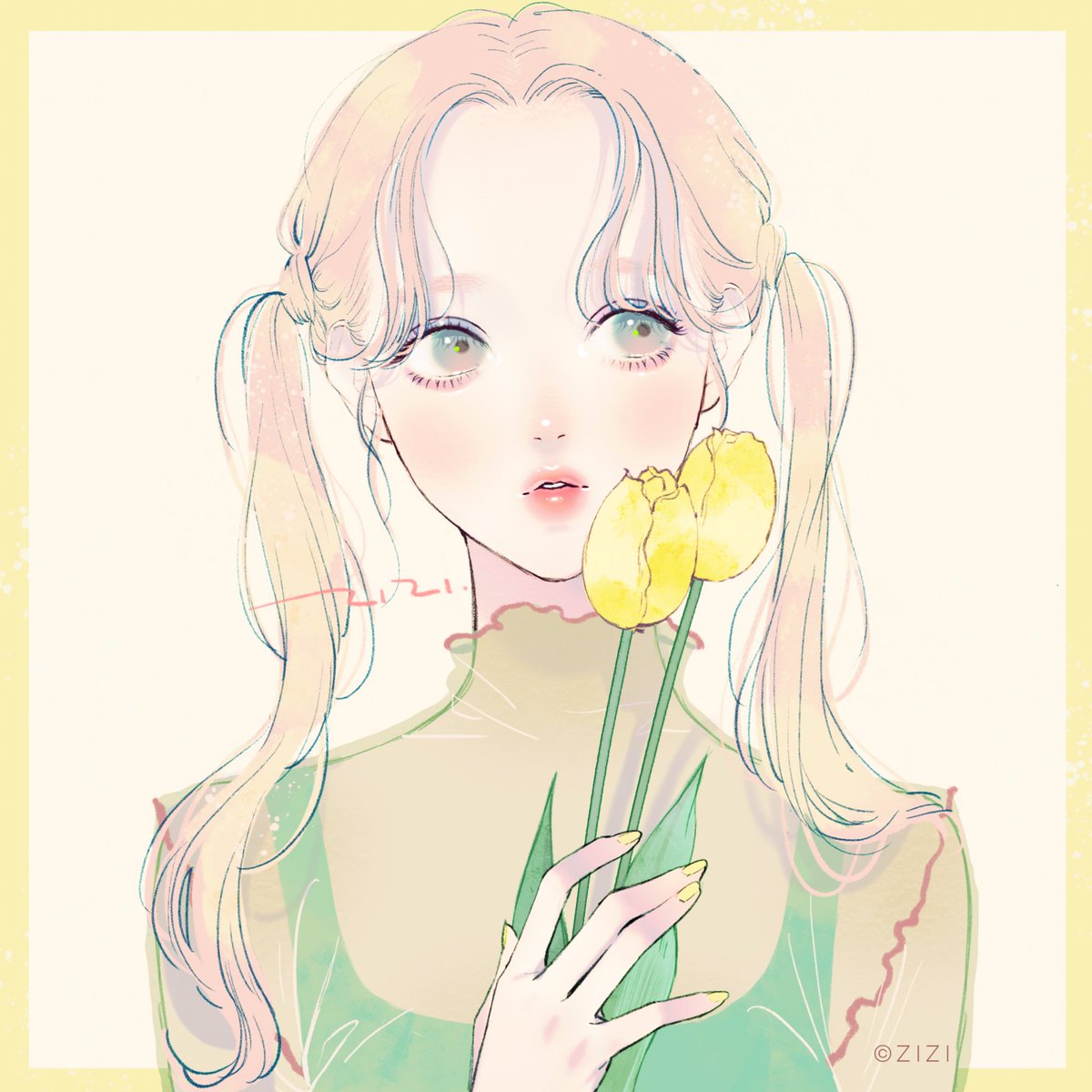 Yellow Tulip 花言葉 望みのない恋 Ziziのイラスト