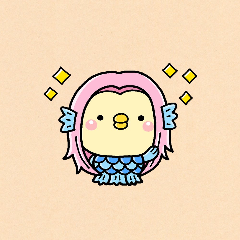 solo pink hair simple background sparkle no humans bird chibi  illustration images