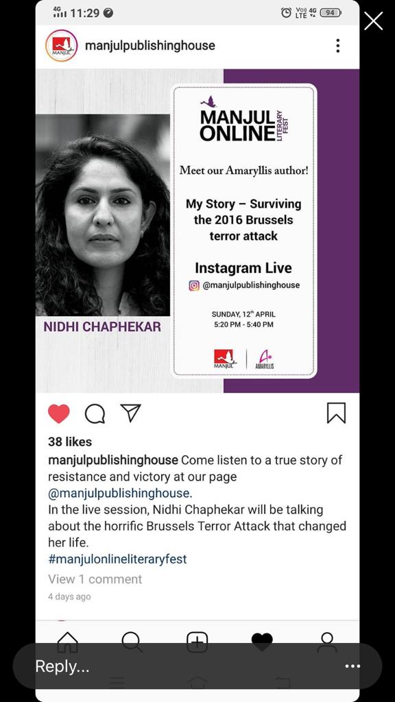 Be there. It would be great to know each other. It's the best time share our stories. For the first time live on Instagram. @manjulpublishinghouse @amaryllispublishing @harpercollinsin @harpercollins @bookstagrammers.india @paperbacktokindle #inspirationalquotes