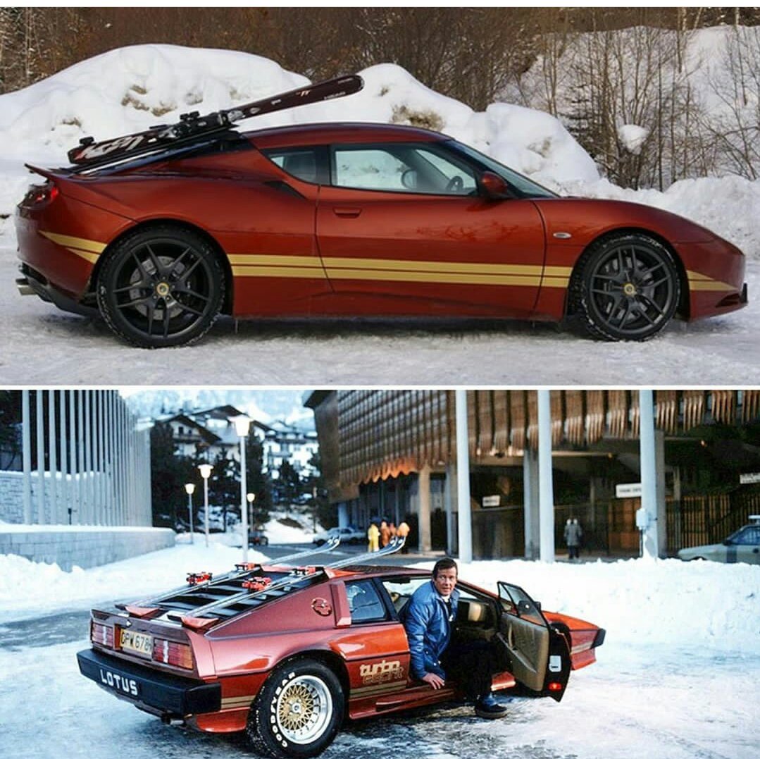 BondJamesIndia's tweet photo. Lotus Evora Imitating Lotus Espirit Turbo from For Your eyes only with Ski Boards also in behind. #Lotus #Cars #RogerMoore https://t.co/n5RHDsg0ZI