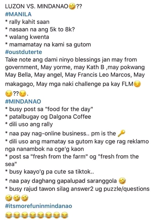 aymahlyn's tweet photo. Nakita ko lang Totoo to bakit kaya ? 🙊 LUZON VS. MINDANAO 😁 https://t.co/s7P7VmDVSK