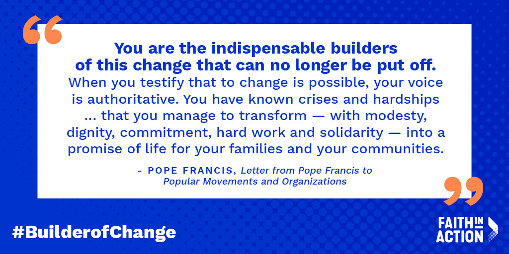 FIAnational's tweet photo. "You have known crises and hardships … that you manage to transform — with modesty, dignity, commitment, hard work and solidarity — into a promise of life for your families and your communities." - @Pontifex #BuilderofChange #EasterSunday https://t.co/C1T6nZTdnU https://t.co/3QzLLDIu5Q