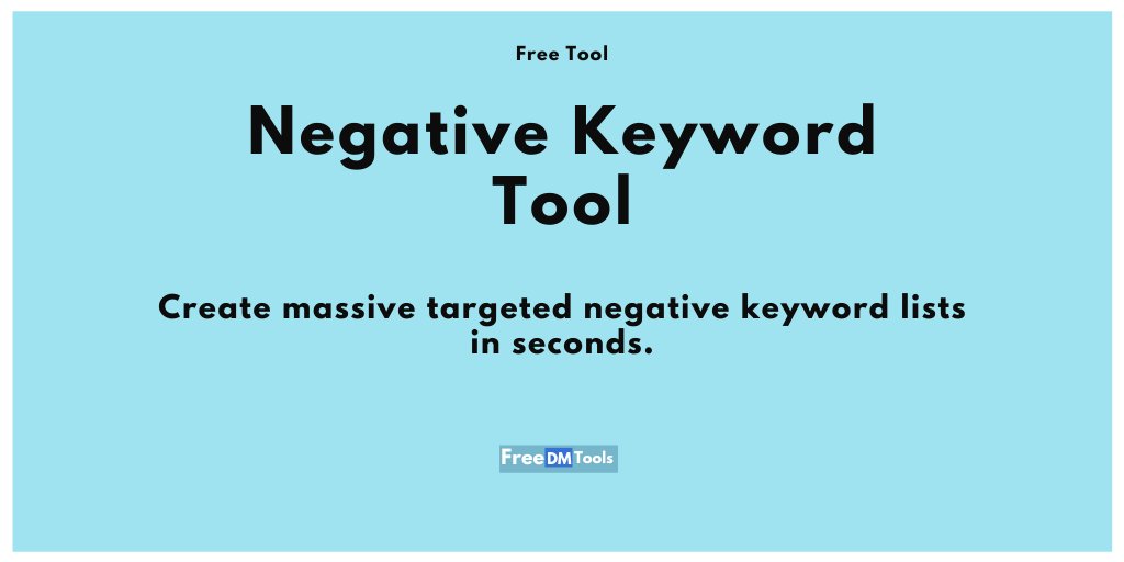 FreeDMTools's tweet image. Hello Guys, Did you check this new Negative Keyword Tool? It’s been appreciated on Producthunt and more than 250 people around the world are using this tool daily.

Negative Keyword Tool: freedmtools.com/negative-keywo…

#keyword #googleads #googleadwords #ppc #ppcchat #adwords