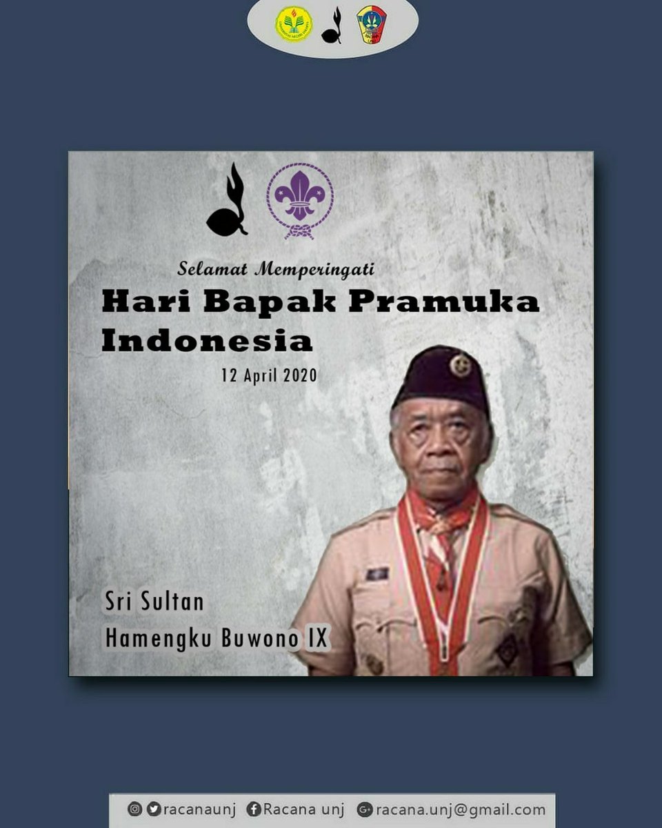 RacanaUNJ's tweet photo. Selamat Memperingati Hari Bapak Pramuka Indonesia⚜⚜
Sri Sultan Hamengkubuwono IX, lahir di Ngasem, Yogyakarta, pada 12 April 1912.
#racanaunj
#getRIC
#pramukaasik
#humasracanaunj2020
#Gerakanpramuka
#pramukaupdate
#BapakPramukaRI
#12April2020
© Biro Humas Racana UNJ 2020 https://t.co/W89P6tzcfK