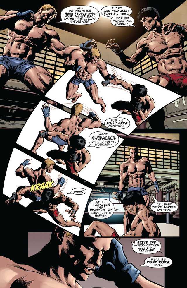 Cap also spars with Shang-Chi. And wins