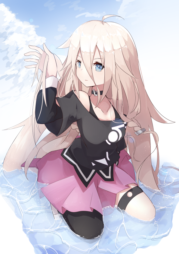 ia (vocaloid) 1girl long hair solo pink skirt blue eyes skirt very long hair  illustration images