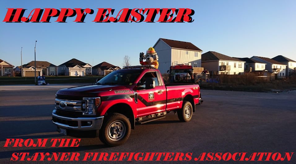 staynerffa's tweet image. Happy Easter to Everyone from the Stayner Firefighters Association and look out for a special surprise tonight at the Valleyfield Salute.

And a shoutout to all the frontline staff that are continuing to work during this Easter weekend!!